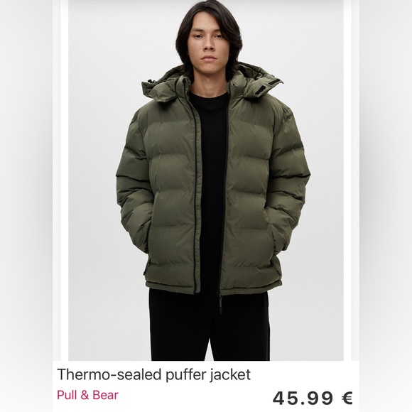 Pull & Bear Thermo-Sealed Puffer Jacket- Olive- Men’s XL - Picture 5 of 5